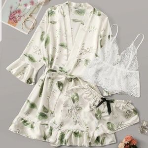 SHEIN 3 Piece Satin Sleepwear Set